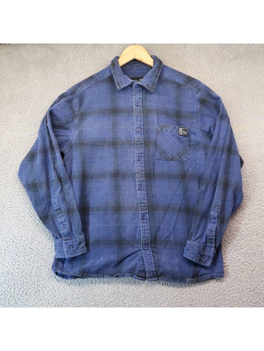 Fintech Shirt Men Large Blue Flannel Outdoors Fish Hunt